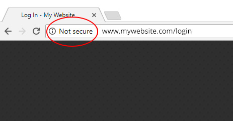 A screenshot of a website that has been flagged as "Not secure" in the Chrome browser.