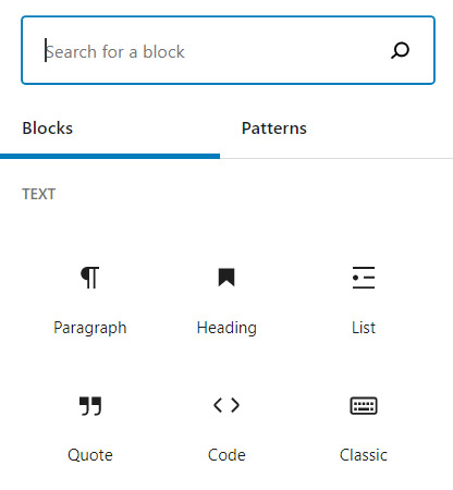 A screenshot of the WordPress block editor's Block options