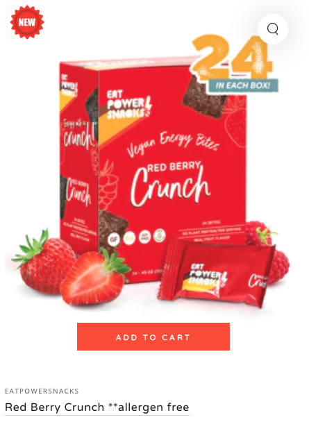 A red box of Eat PowerSnacks!' Red Berry Crunch.