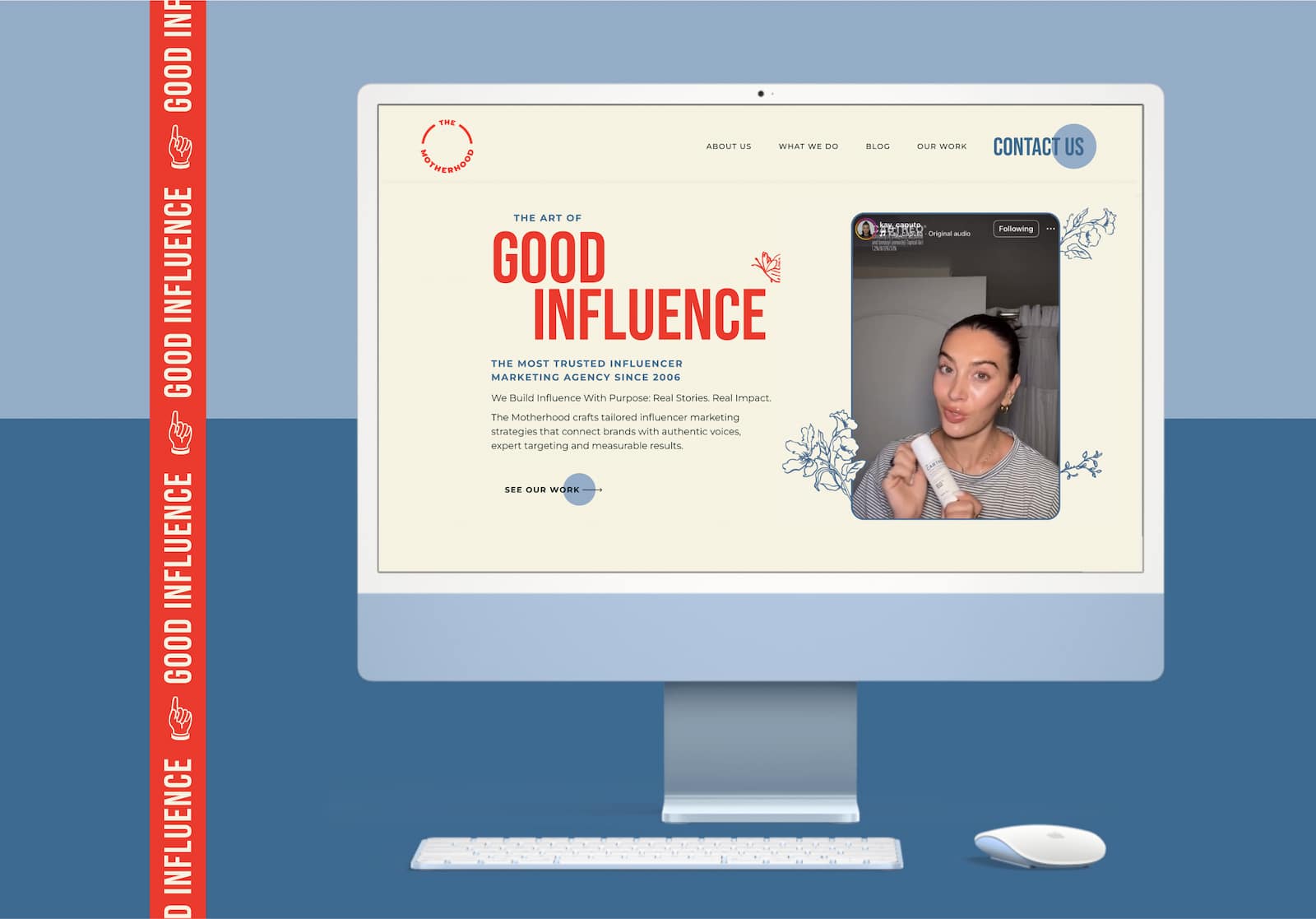 desktop computer mockup showing The Motherhood's new website