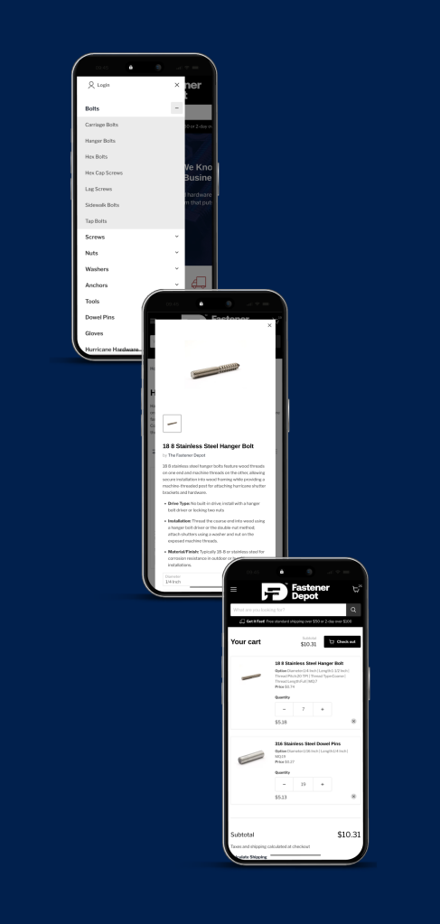 fastener depot checkout mobile mockup 2