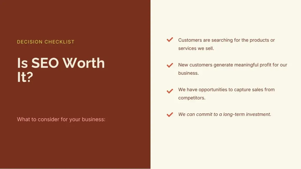 SEO ROI checklist
